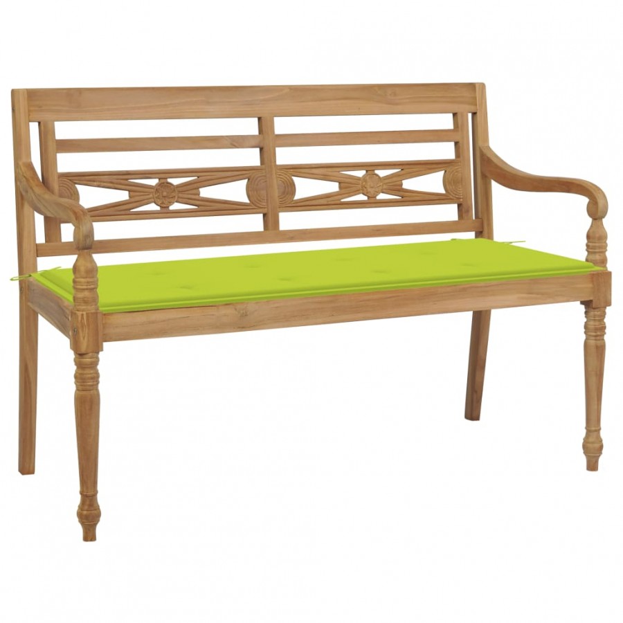 Banc Batavia avec coussin vert vif 120 cm Bois de teck massif