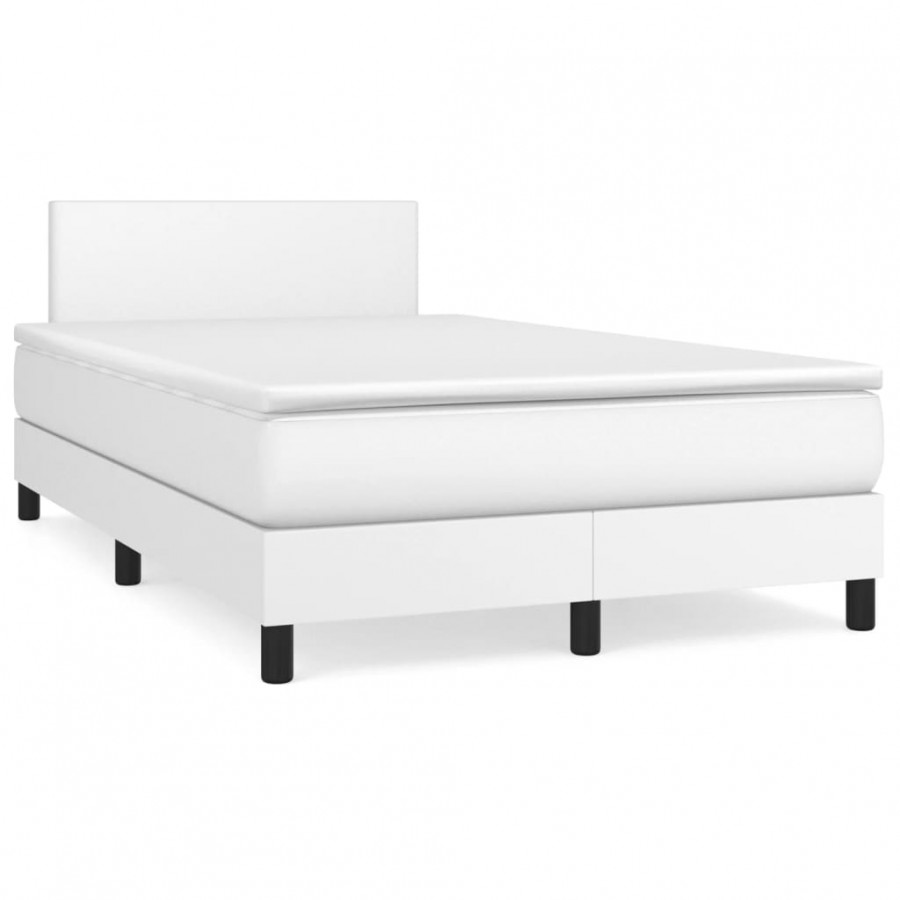 Cadre de lit matelas LED blanc 120x190 cm similicuir