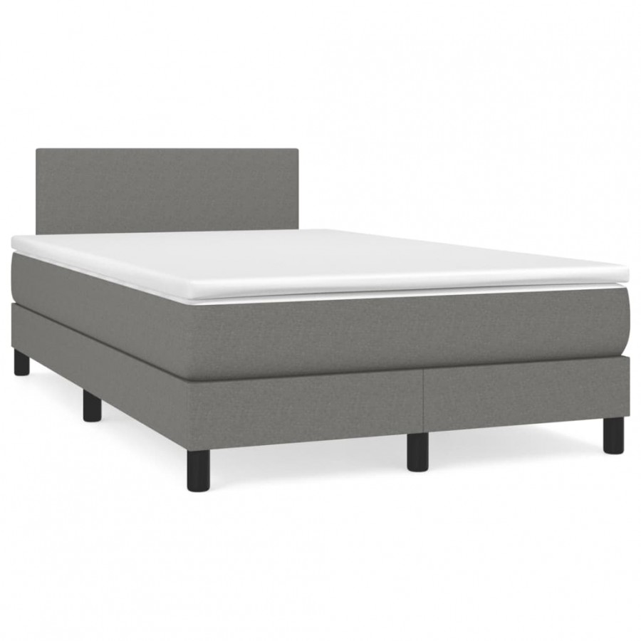 Cadre de lit matelas LED gris foncé 120x190 cm tissu