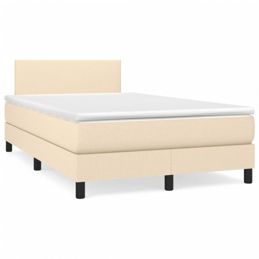 Cadre de lit matelas et LED crème 120x190 cm tissu