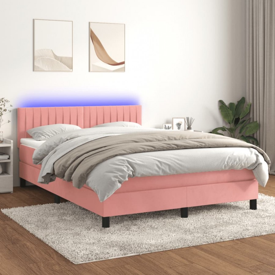 Cadre de lit avec matelas et LED Rose 140x200 cm