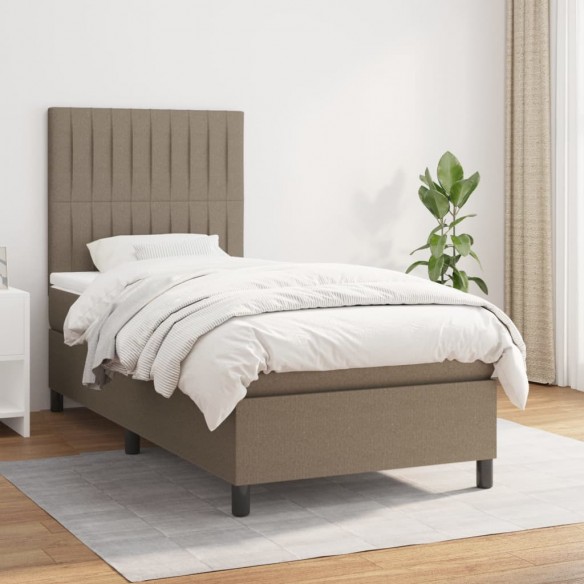 Cadre de lit avec matelas Taupe 90x200 cm Tissu