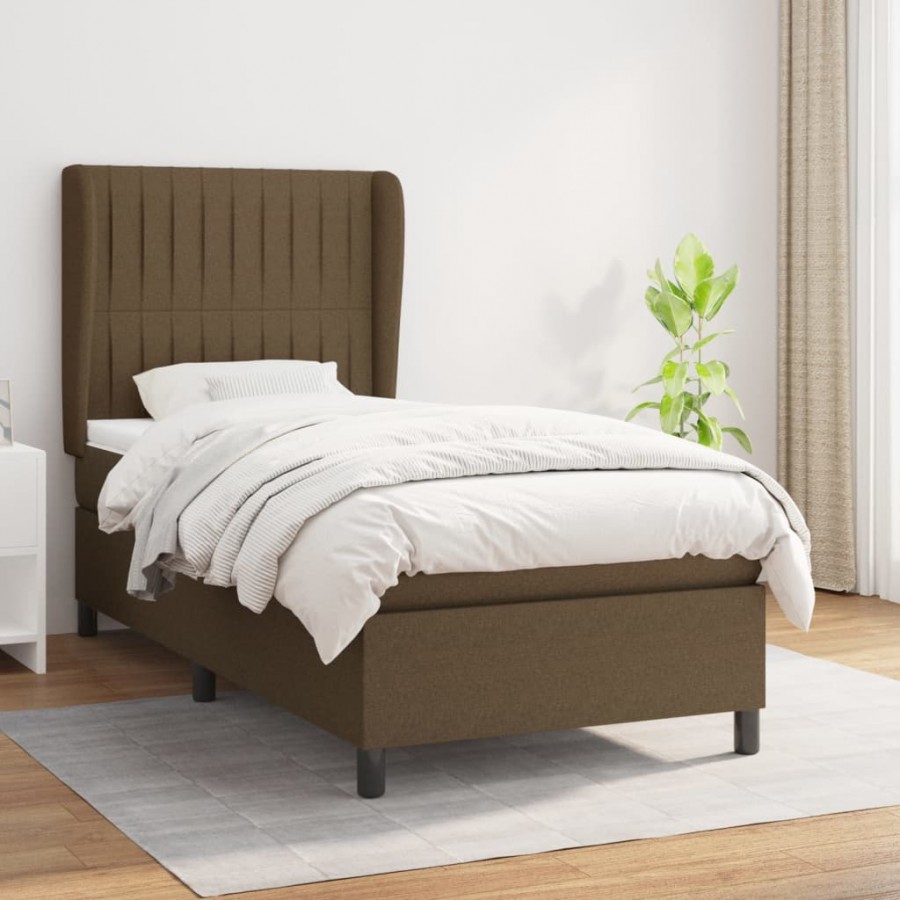 Cadre de lit avec matelas Marron foncé 100x200 cm