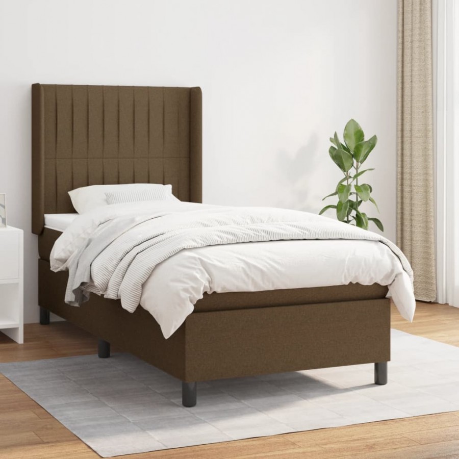 Cadre de lit avec matelas Marron foncé 100x200 cm