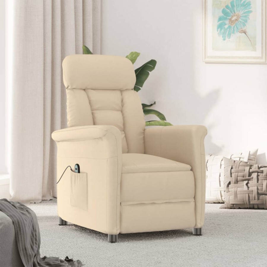 Fauteuil inclinable électrique Crème Similicuir daim