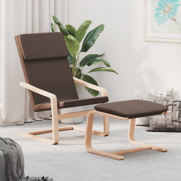 Chaise de relaxation avec repose-pied Marron foncé Tissu