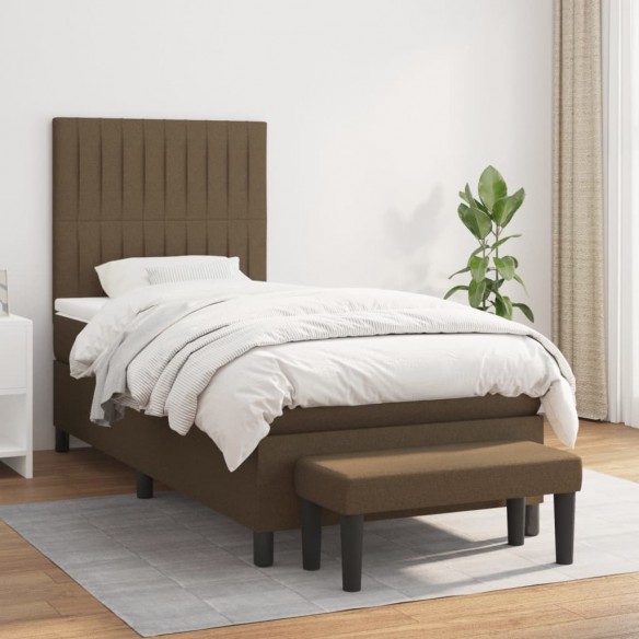 Cadre de lit avec matelas Marron foncé 90x200 cm