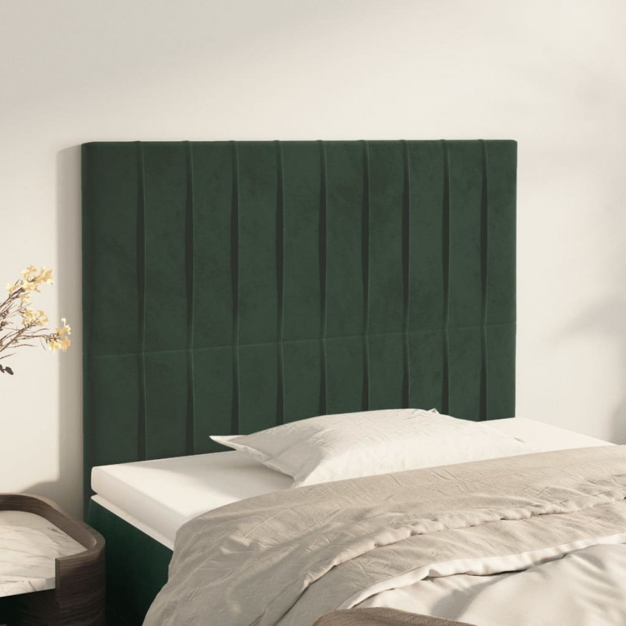 Têtes de lit 2 pcs Vert foncé 80x5x78/88 cm Velours