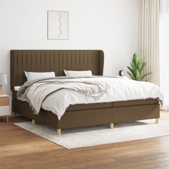 Cadre de lit avec matelas Marron foncé 200x200 cm