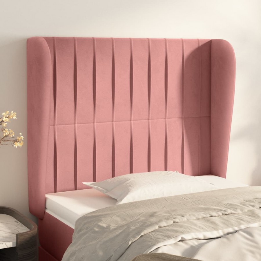 Tête de lit avec oreilles Rose 83x23x118/128 cm Velours