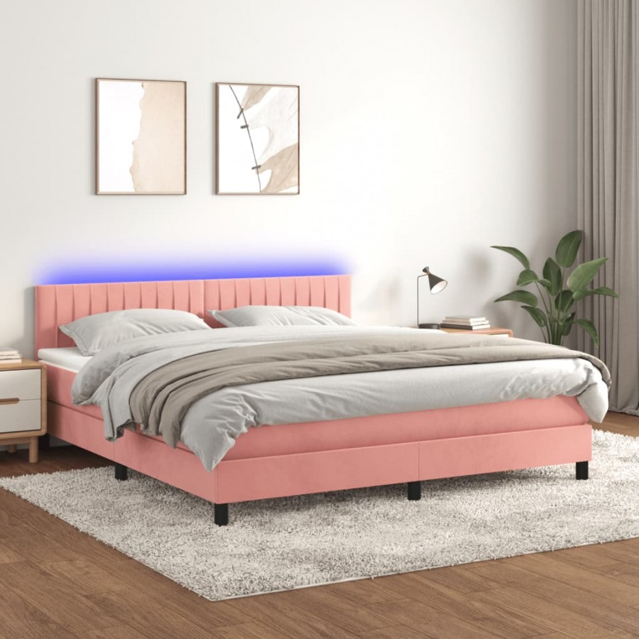 Cadre de lit avec matelas et LED Rose 160x200 cm