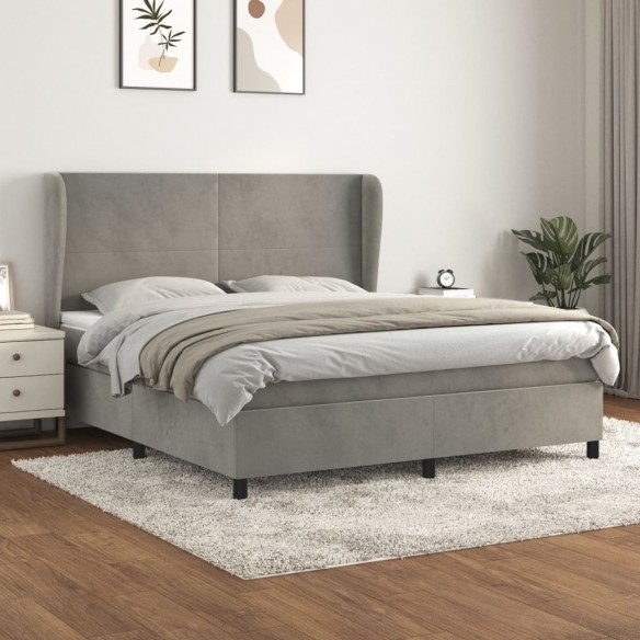 Cadre de lit et matelas Gris clair 180x200cm Velours