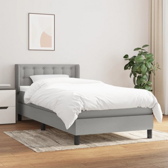 Cadre de lit et matelas Gris clair 90x190 cm Tissu