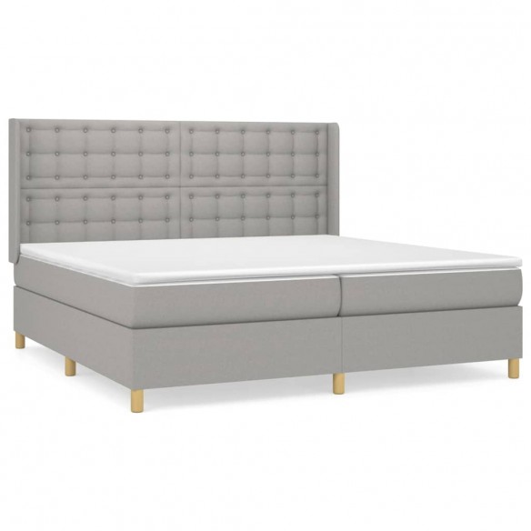 Cadre de lit avec matelas Gris clair 200x200cm Tissu