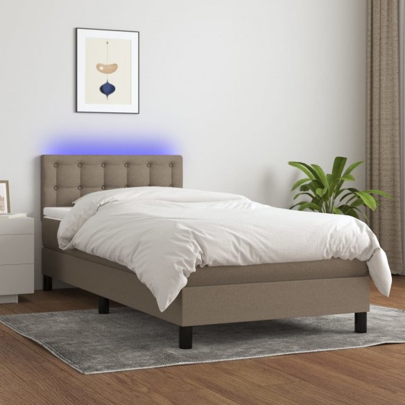 Cadre de lit avec matelas LED Taupe 90x200 cm Tissu