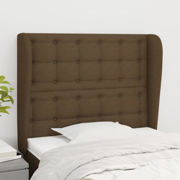 Tête de lit avec oreilles Marron foncé 93x23x118/128 cm Tissu