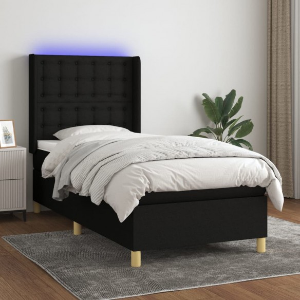 Cadre de lit matelas et LED Noir 80x200cm Tissu