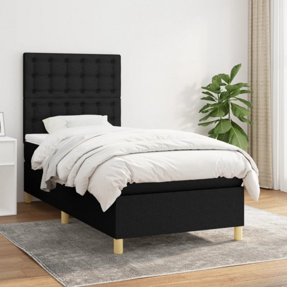 Cadre de lit et matelas Noir 80x200 cm Tissu