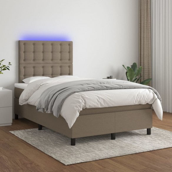 Cadre de lit avec matelas et LED Taupe 120x200 cm