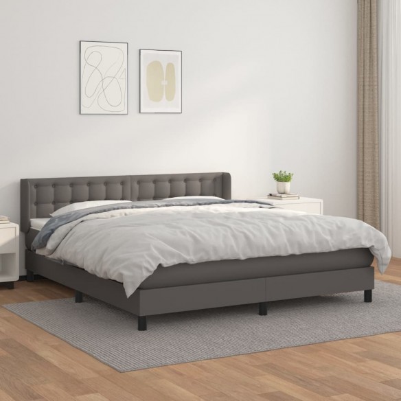 Cadre de lit avec matelas Gris 160x200 cm Similicuir