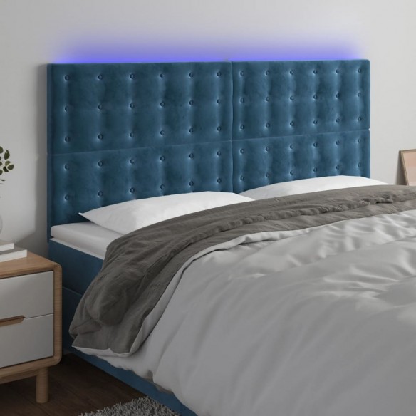 Tête de lit à LED Bleu foncé 180x5x118/128 cm Velours