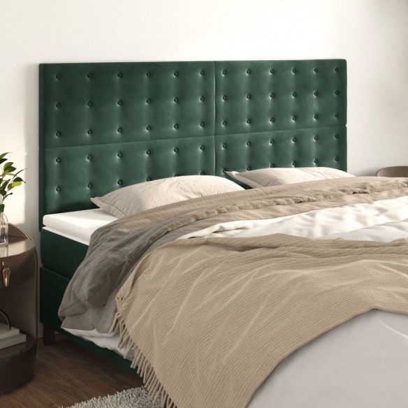 Têtes de lit 4 pcs Vert foncé 90x5x78/88 cm Velours