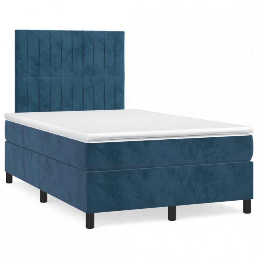 Cadre de lit avec matelas LED bleu foncé 120x190 cm