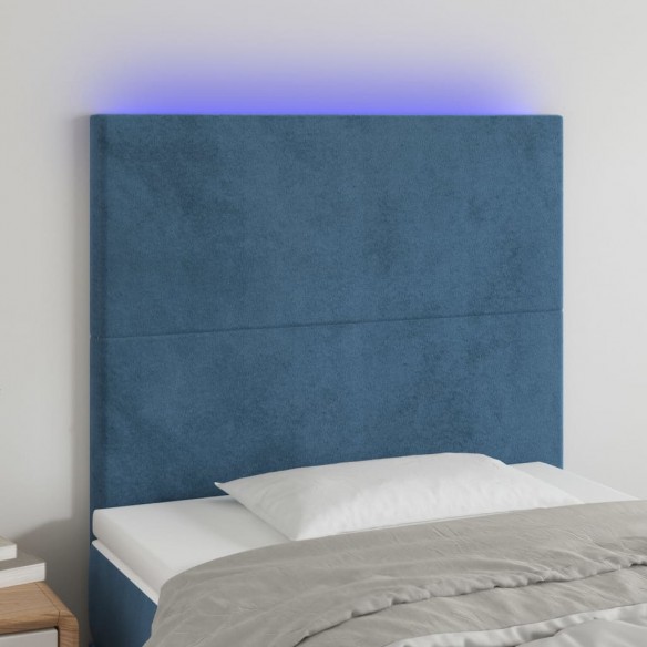 Tête de lit à LED Bleu foncé 90x5x118/128 cm Velours