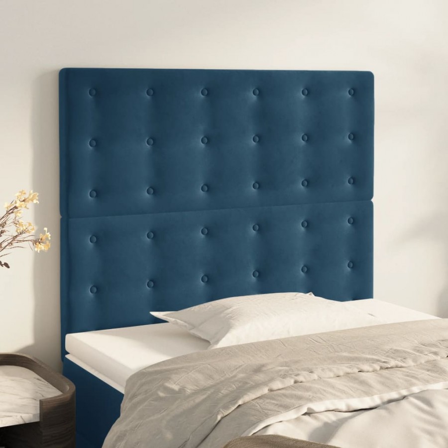 Têtes de lit 2 pcs Bleu foncé 90x5x78/88 cm Velours