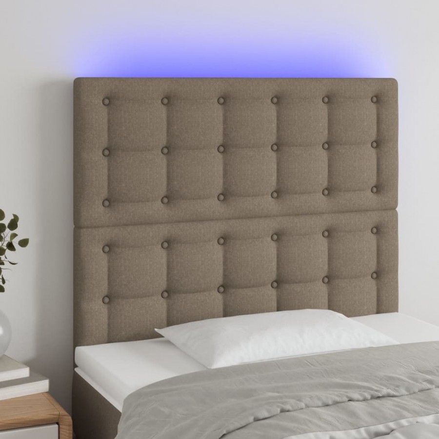 Tête de lit à LED Taupe 80x5x118/128 cm Tissu