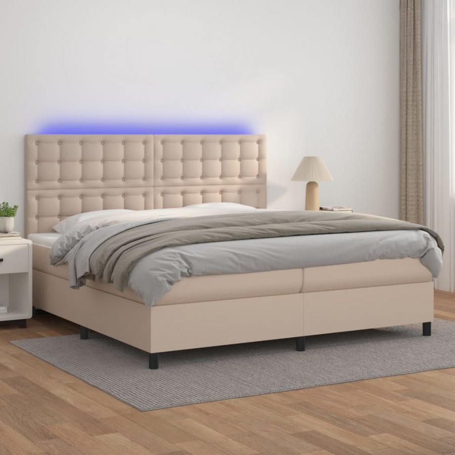 Cadre de lit avec matelas LED Cappuccino 200x200 cm