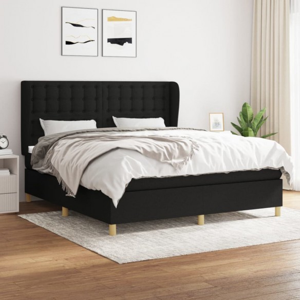 Cadre de lit avec matelas Noir 160x200 cm Tissu