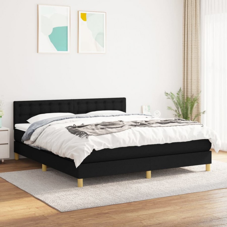 Cadre de lit avec matelas Noir 160x200 cm Tissu