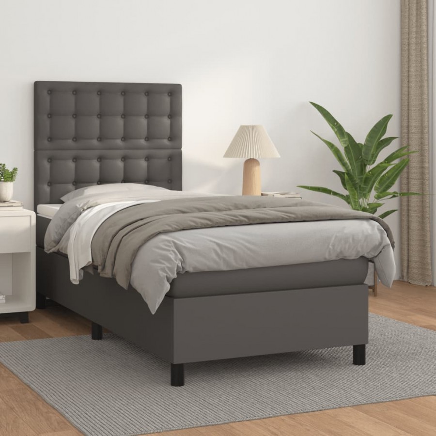 Cadre de lit avec matelas Gris 80x200 cm Similicuir