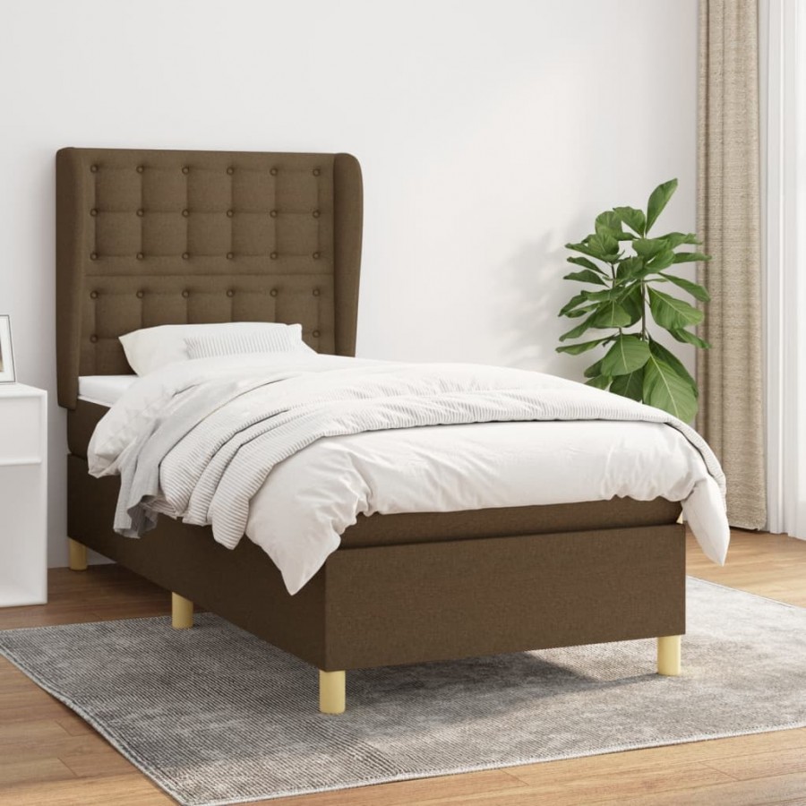 Cadre de lit avec matelas Marron foncé 100x200 cm