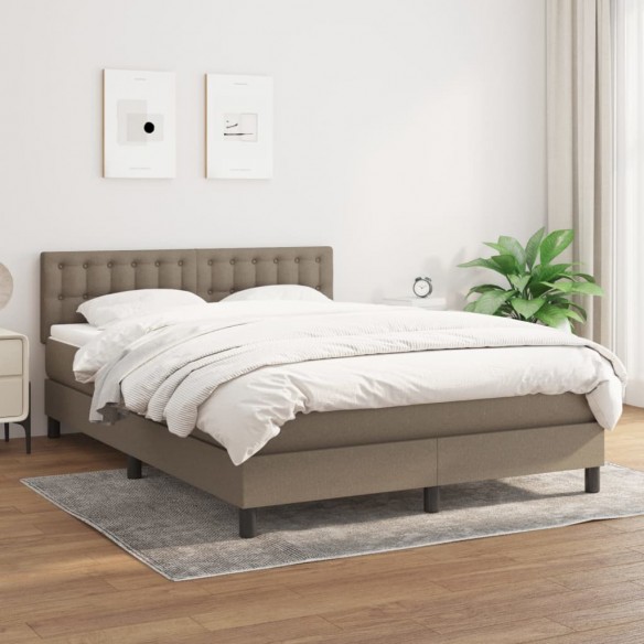 Cadre de lit avec matelas Taupe 140x190 cm Tissu