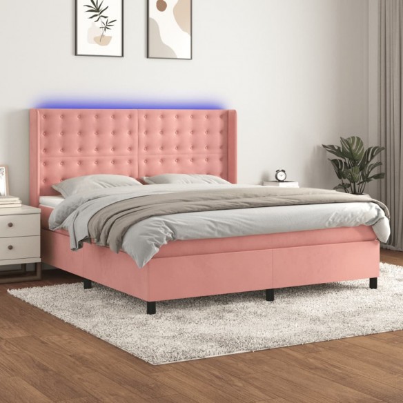 Cadre de lit matelas et LED Rose 180x200 cm Velours