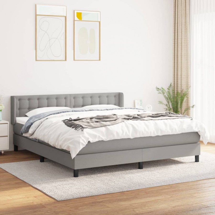 Cadre de lit avec matelas Gris clair 180x200cm Tissu