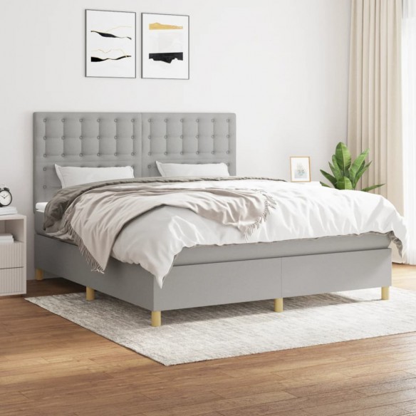 Cadre de lit avec matelas Gris clair 180x200cm Tissu