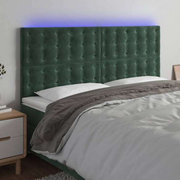 Tête de lit à LED Vert foncé 180x5x118/128 cm Velours