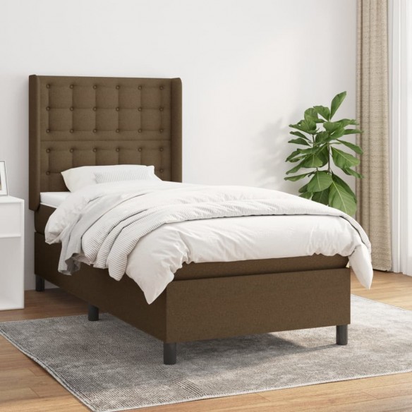 Cadre de lit avec matelas Marron foncé 90x200 cm