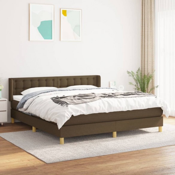 Cadre de lit avec matelas Marron foncé 180x200 cm