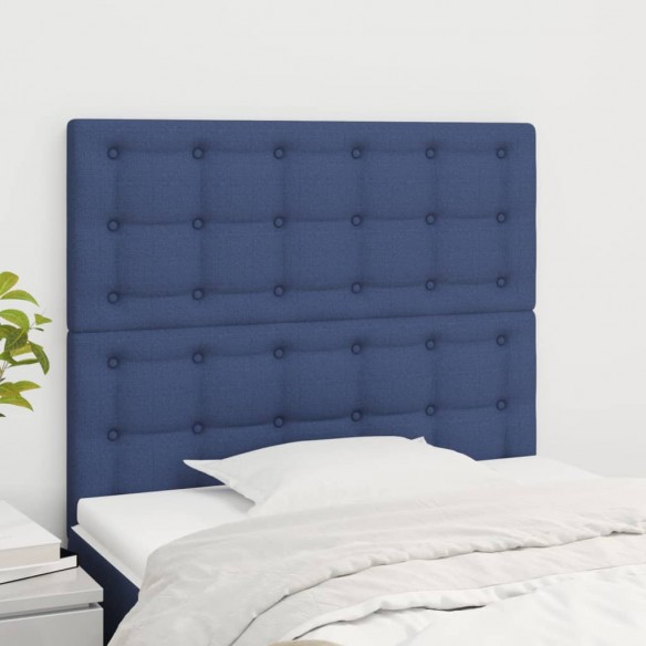 Têtes de lit 2 pcs Bleu 100x5x78/88 cm Tissu