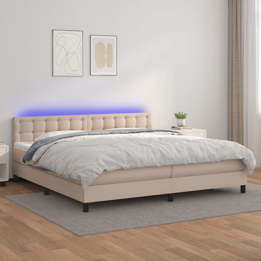 Cadre de lit avec matelas LED Cappuccino 200x200 cm