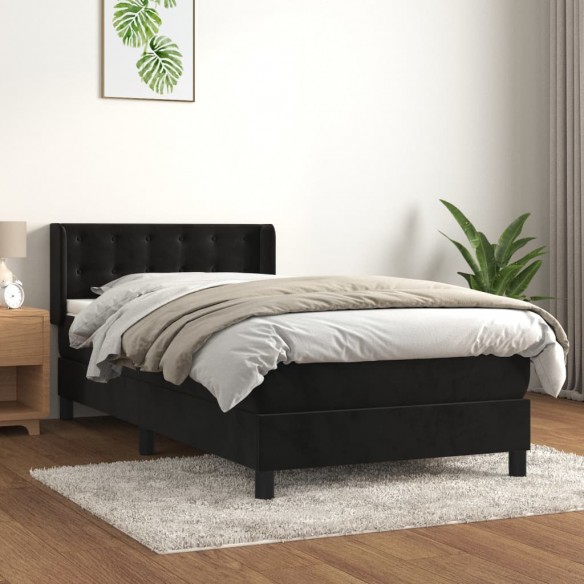 Cadre de lit avec matelas Noir 90x190 cm Velours