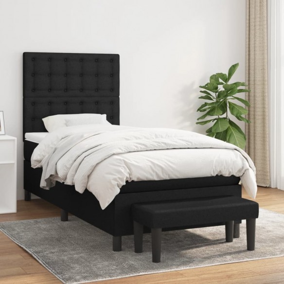 Cadre de lit avec matelas Noir 90x200 cm Tissu