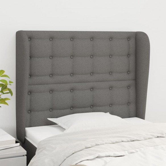 Tête de lit avec oreilles Gris foncé 93x23x118/128 cm Tissu