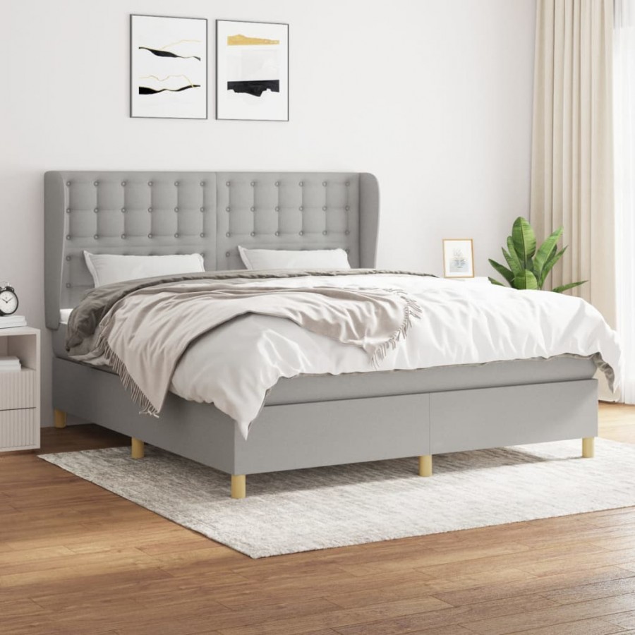 Cadre de lit avec matelas Gris clair 180x200cm Tissu