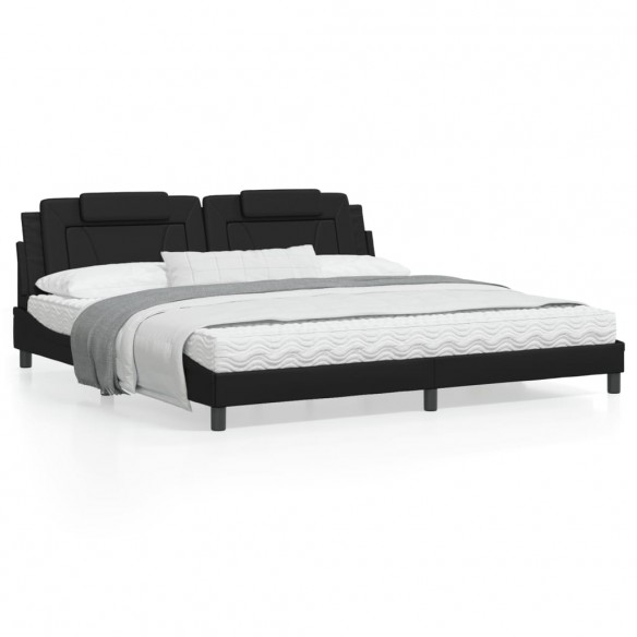 Lit avec matelas noir 200x200 cm similicuir