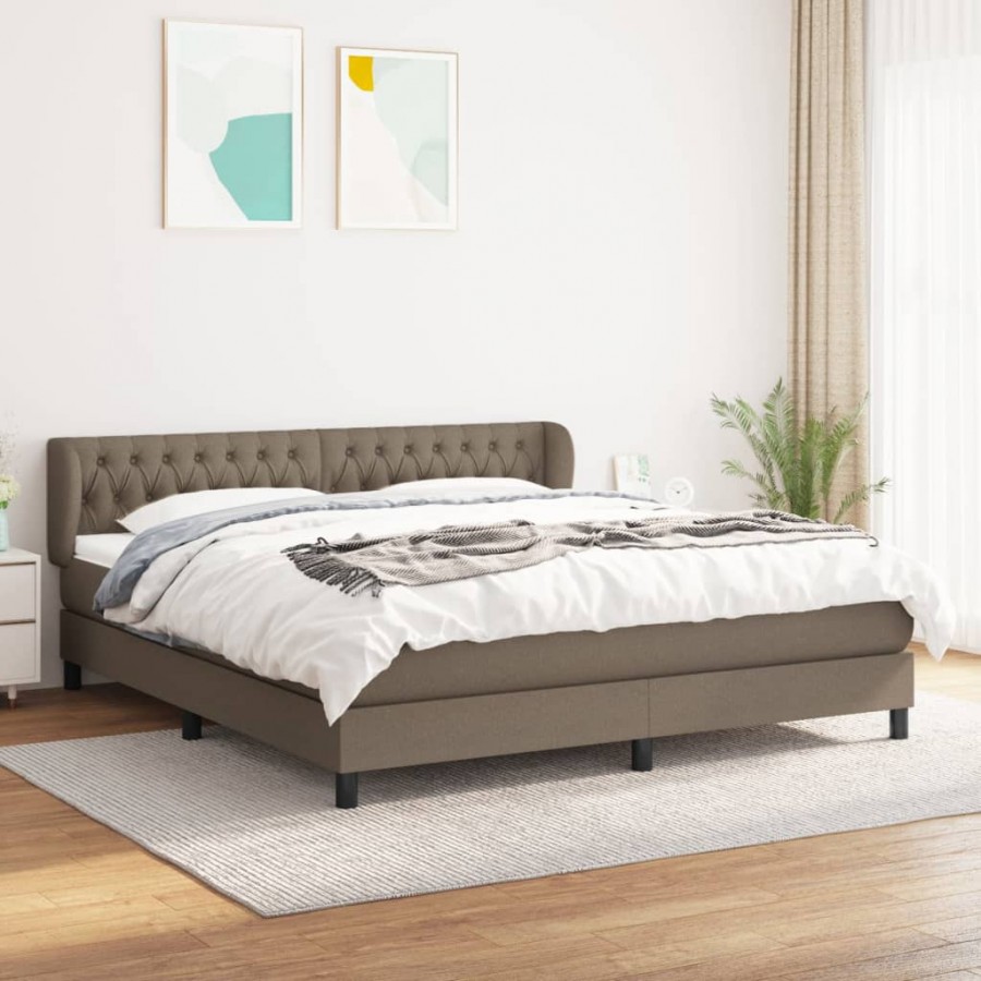 Cadre de lit avec matelas Taupe 180x200 cm Tissu